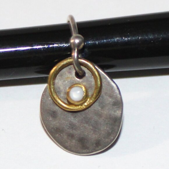 Silpada Sterling Silver Bronze River Shell Dangle Replacement Earring W1670 - Picture 1 of 4